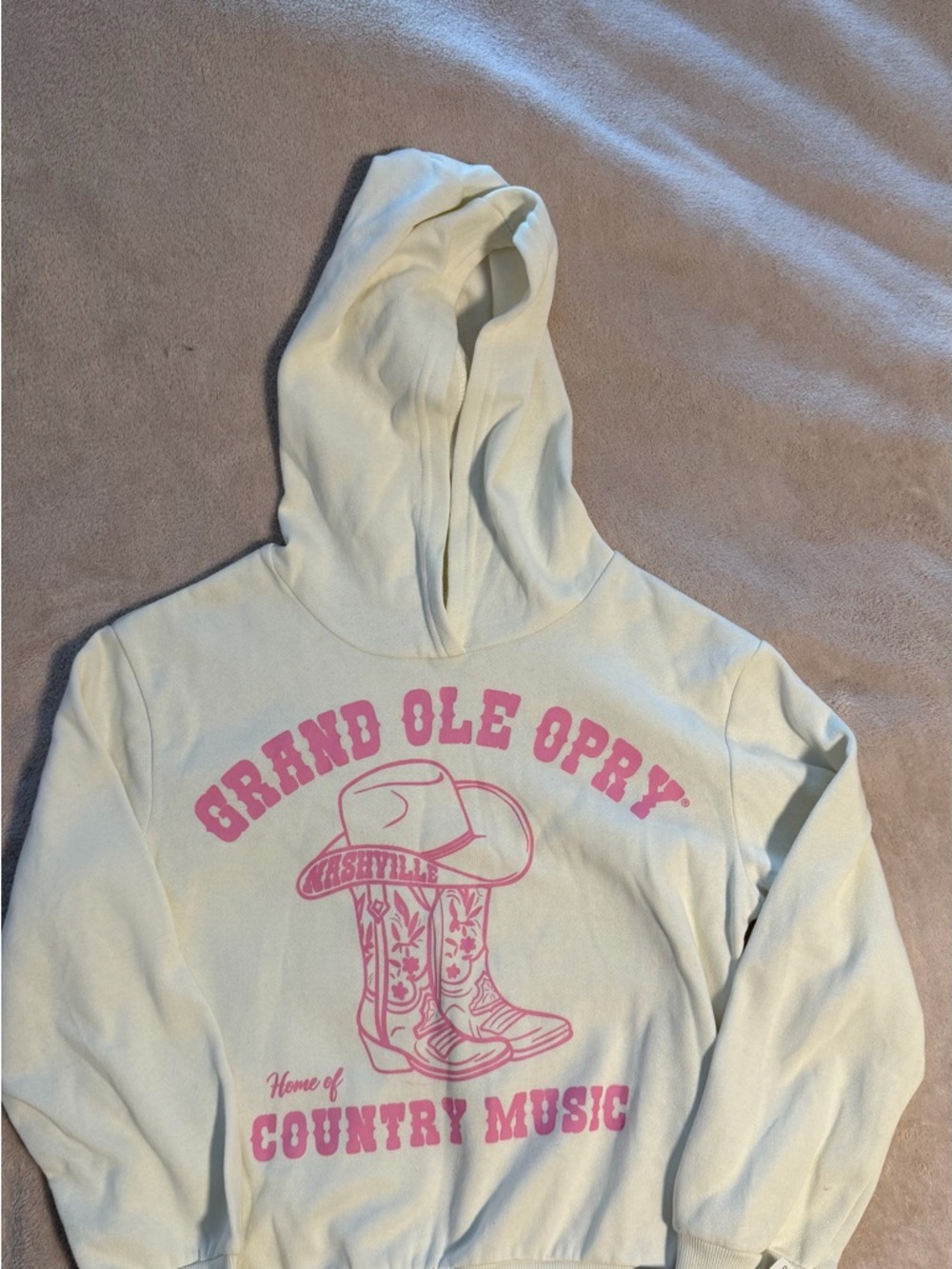 Grand Ole Opry Kids Cream Hoodie with Pink Graphic